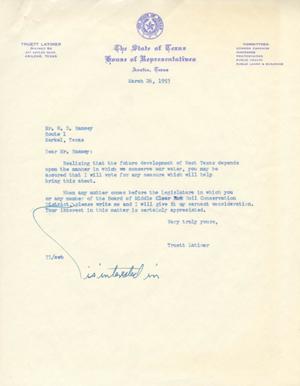 [Letter from Truett Latimer to W. D. Ramsey, March 26, 1953]