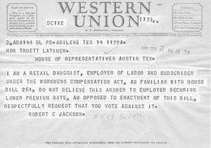 [Telegram from Robert C. Jackson, April 14, 1953]