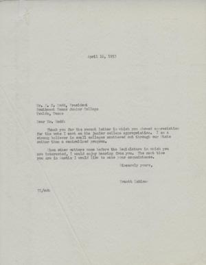 Primary view of object titled '[Letter from Truett Latimer to E. C. Dodd, April 16, 1953]'.