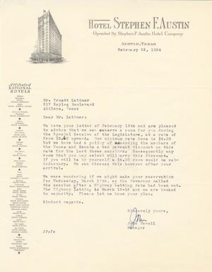 [Letter from John Powell to Truett Latimer, February 23, 1954]