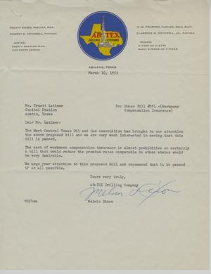 [Letter from Melvin Dixon to Truett Latimer, March 10, 1953]