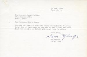[Letter from Sam Pfluger to Truett Latimer, March 30, 1953]