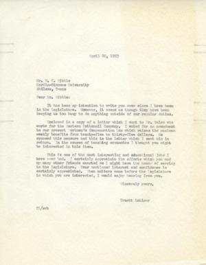 [Letter from Truett Latimer to W. C. Ribble, April 20, 1953]