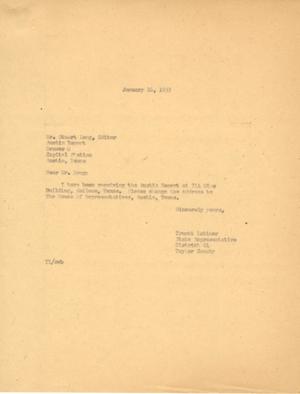 [Letter from Truett Latimer to Stuart Long, January 16, 1953]