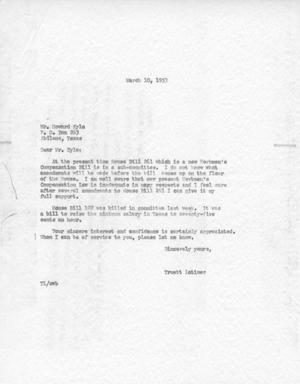 [Letter from Truett Latimer to Howard Kyle, March 10, 1953]