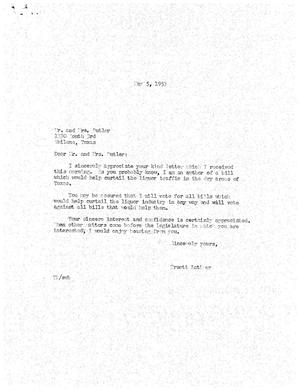 [Letter from Truett Latimer to Mr. and Mrs. Butler, May 5, 1953]