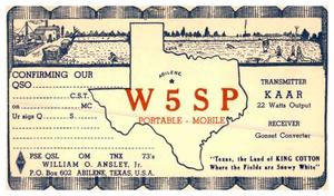 [Ham Radio QSL Card from William O. Ansley, Jr.]