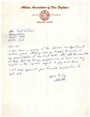 [Letter from H. B. Hill to Truett Latimer, 1953]