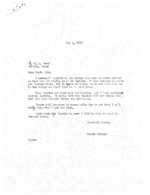 Primary view of object titled '[Letter from Truett Latimer to T. E. Brook, May 4, 1953]'.