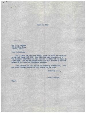 [Letter from Truett Latimer to L. H. Beckham, March 17, 1953]