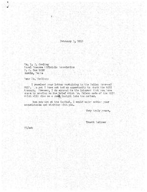 [Letter from Truett Latimer to L. E. Cowling, February 3, 1953]