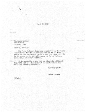 Primary view of object titled '[Letter from Truett Latimer to Bryan Bradbury, March 23, 1953]'.