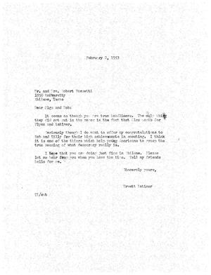 [Letter from Truett Latimer to Olga Rossetti and Robert Rossetti, February 2, 1953]