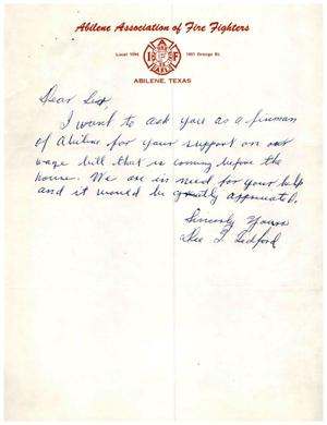 [Letter from Dee L. Ledford to Truett Latimer, 1953]