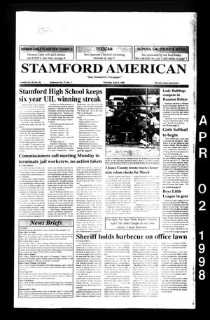 Primary view of object titled 'Stamford American (Stamford, Tex.), Vol. 77, No. 2, Ed. 1 Thursday, April 2, 1998'.