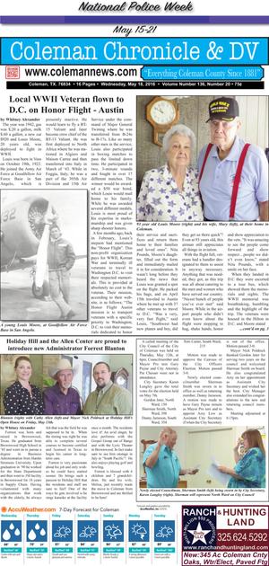 Coleman Chronicle & DV (Coleman, Tex.), Vol. 136, No. 20, Ed. 1 Wednesday, May 18, 2016