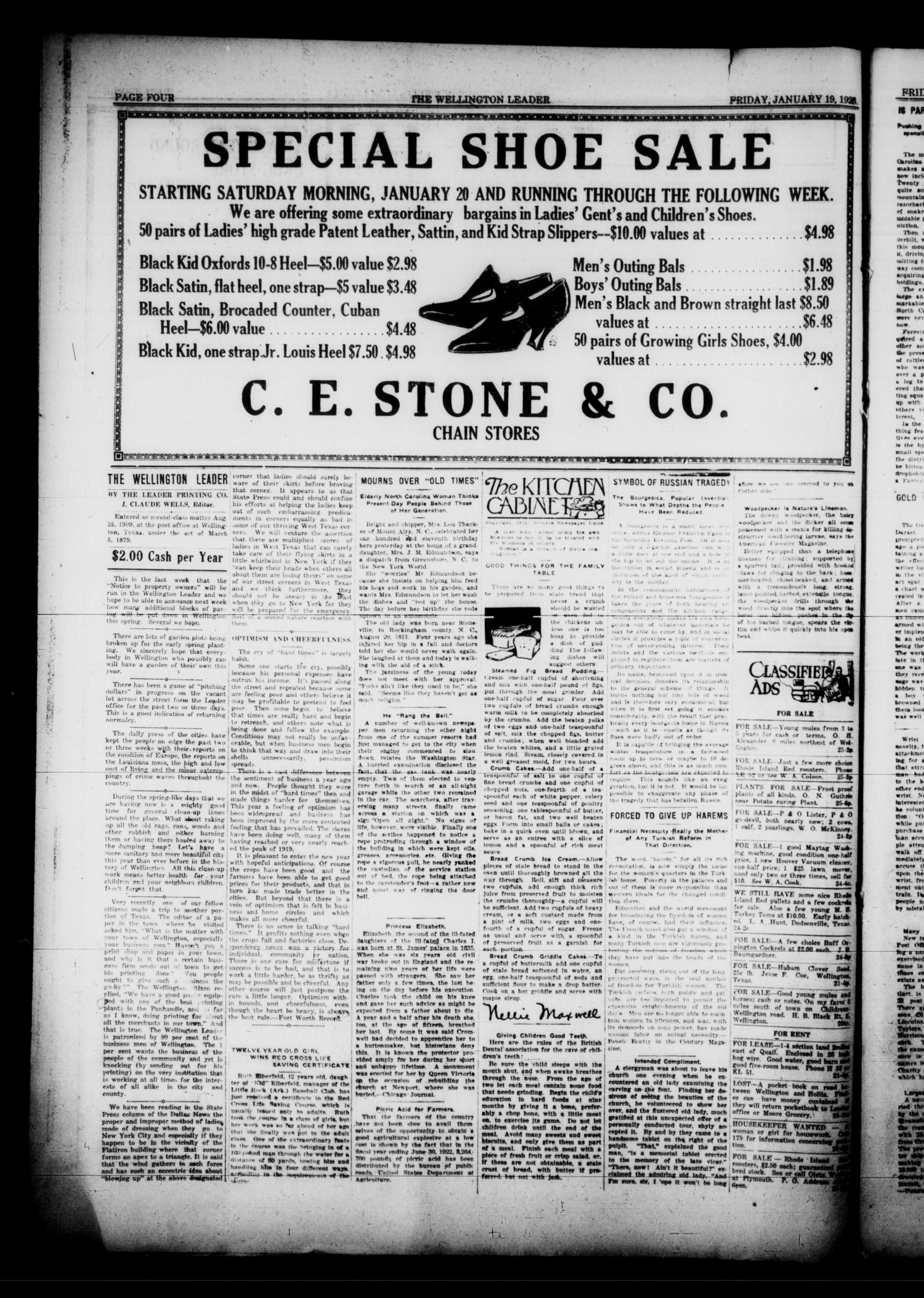 The Wellington Leader (Wellington, Tex.), Vol. 14, No. 25, Ed. 1 Friday, January 19, 1923
                                                
                                                    [Sequence #]: 4 of 16
                                                