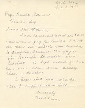 [Letter from Ethel Reese to Truett Latimer, February 4, 1953]