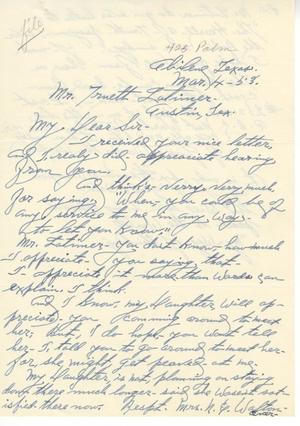 [Letter from Mrs. N. E. Walton to Truett Latimer, March 4, 1953]