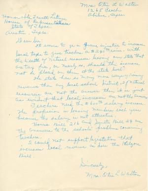 [Letter from Mrs. Otis L. Walton to Truett Latimer, February, 1953]