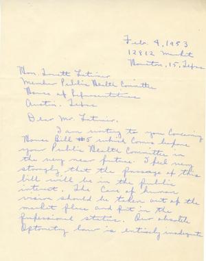 [Letter from Dr. William N. Kemp to Truett Latimer, February 4, 1953]