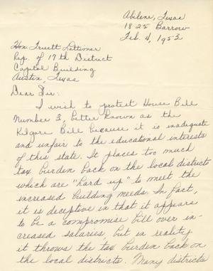 [Letter from Melba Jackson Gooch to Truett Latimer, February 4, 1953]