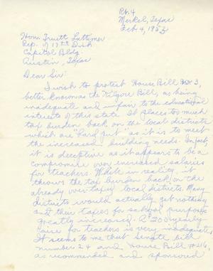 [Letter from Mrs. Ruth Perkins to Truett Latimer, February 4, 1953]