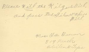 [Letter from Mrs. T. A. Brown to Truett Latimer, February 10, 1953]