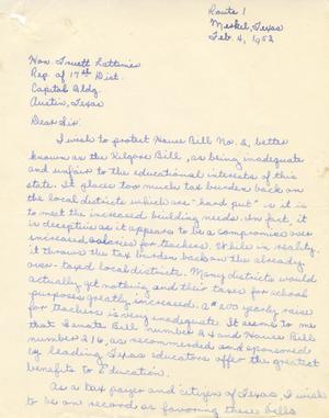[Letter from Raedeen Penny to Truett Latimer, February 4, 1953]