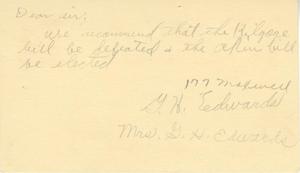 [Letter from Mr. and Mrs. G. H. Edwards to Truett Latimer, February 10, 1953]
