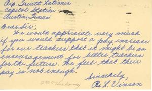 [Letter from R. L. Vinson to Truett Latimer, April 18, 1953]