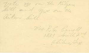 [Letter from Mrs. R. C. Caroll to Truett Latimer, February 10, 1953]