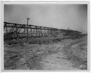 [Damaged warehouse and freight cars after the 1947 Texas City Disaster]