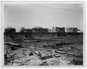 [A view of the Union Carbide storage terminal after the 1947 Texas City Disaster]