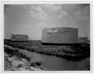 [Damaged storage tanks after the 1947 Texas City Disaster]