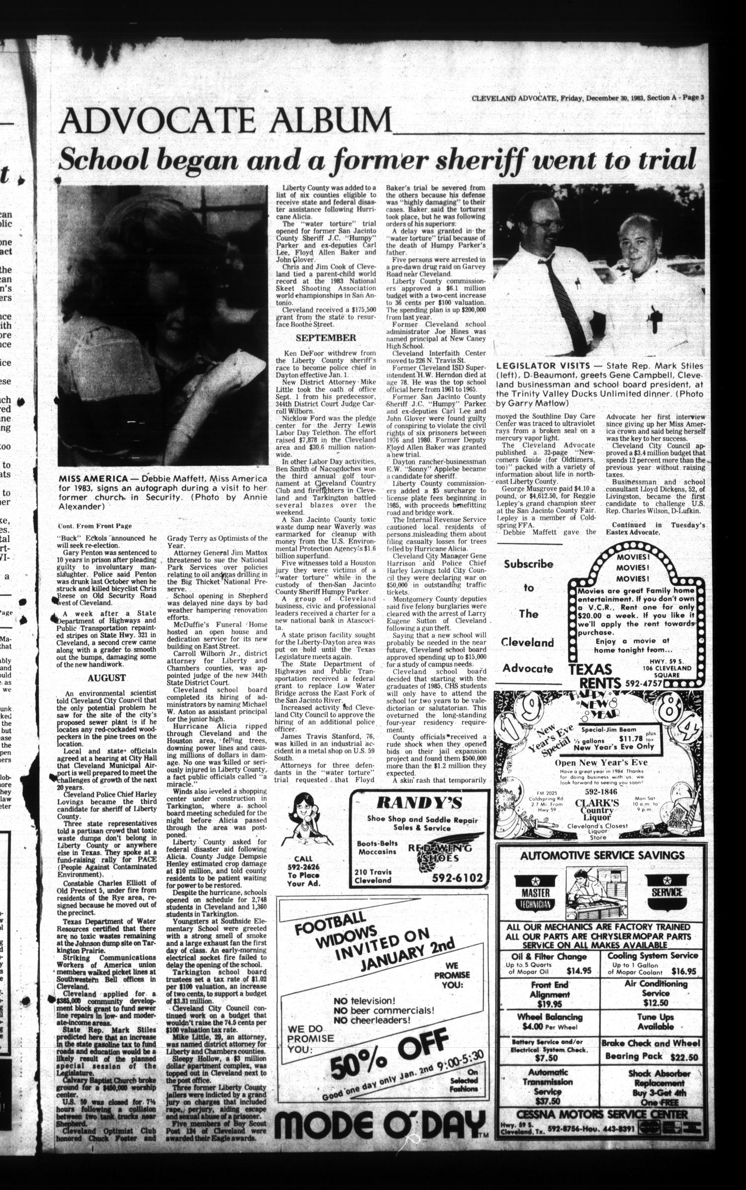The Cleveland Advocate (Cleveland, Tex.), Vol. 64, No. 99, Ed. 1 Friday, December 30, 1983
                                                
                                                    [Sequence #]: 3 of 10
                                                