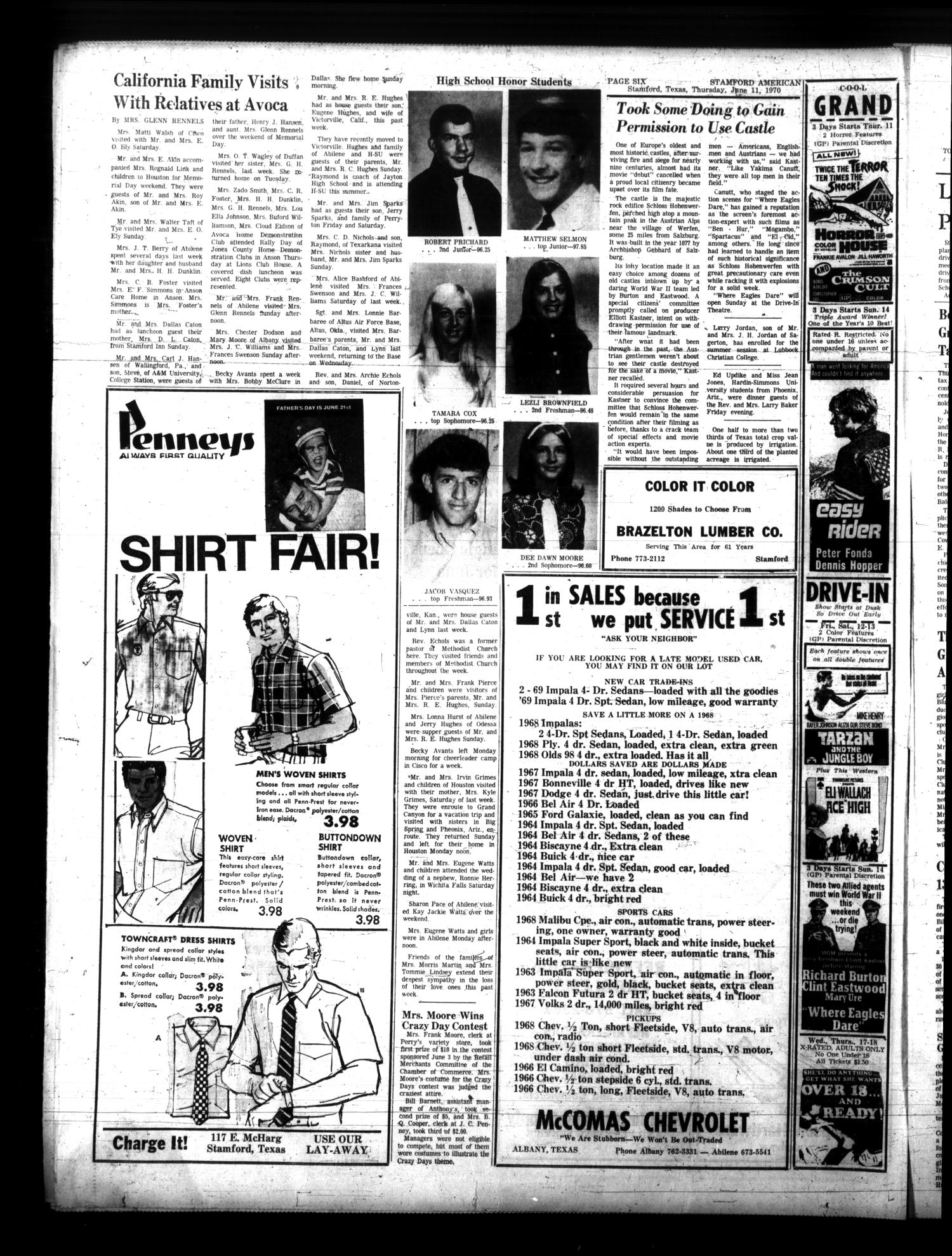 Stamford American (Stamford, Tex.), Vol. 47, No. 8, Ed. 1 Thursday, June 11, 1970
                                                
                                                    [Sequence #]: 14 of 14
                                                