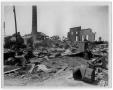 Thumbnail image of item number 1 in: '[Two locomotives and power plant debris after the 1947 Texas City Disaster]'.