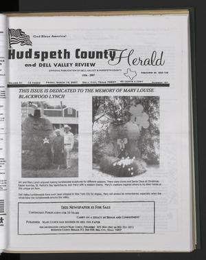 Hudspeth County Herald and Dell Valley Review (Dell City, Tex.), Vol. 51, No. 181, Ed. 1 Friday, March 16, 2007