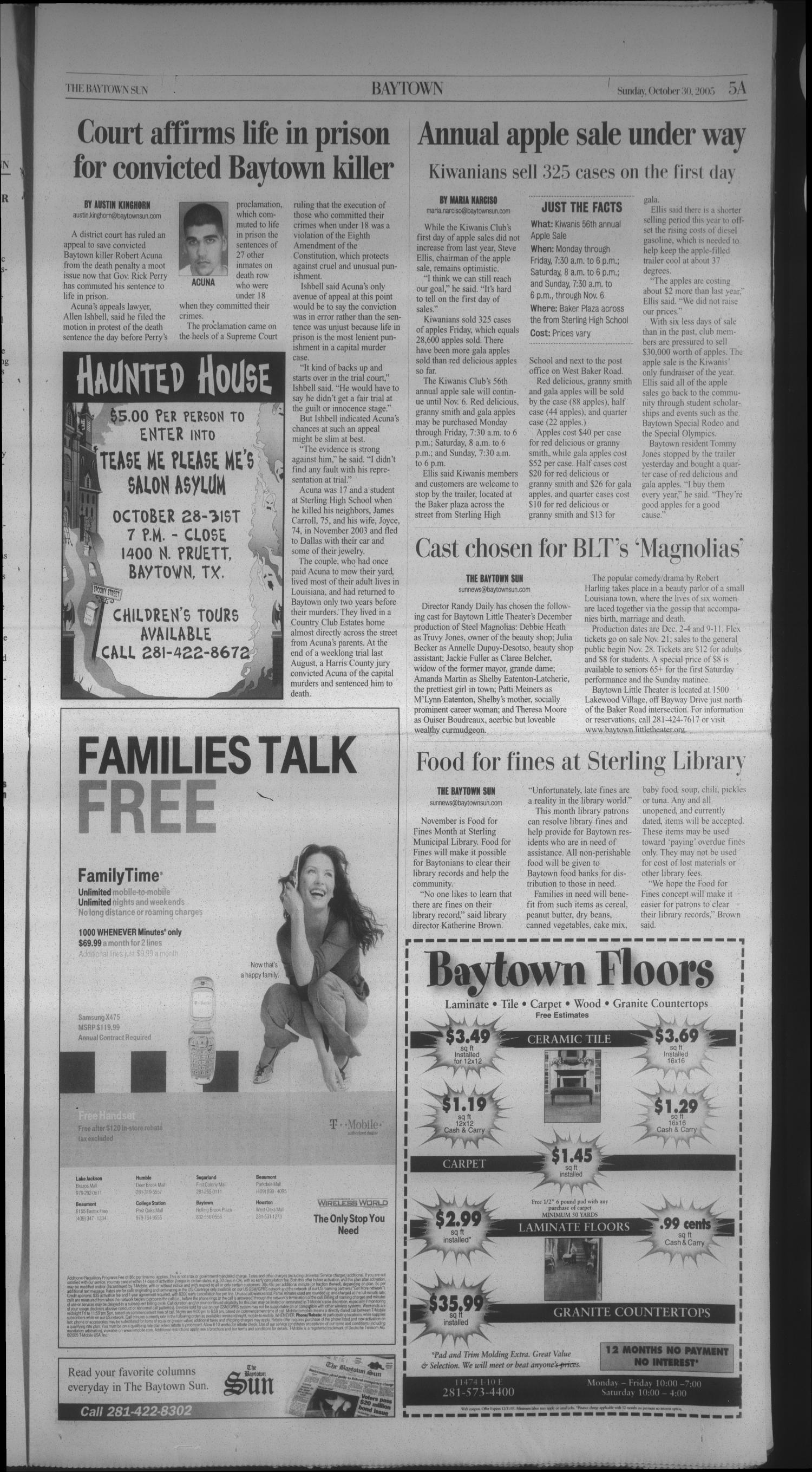 The Baytown Sun (Baytown, Tex.), Vol. 84, No. 325, Ed. 1 Sunday, October 30, 2005
                                                
                                                    [Sequence #]: 5 of 22
                                                