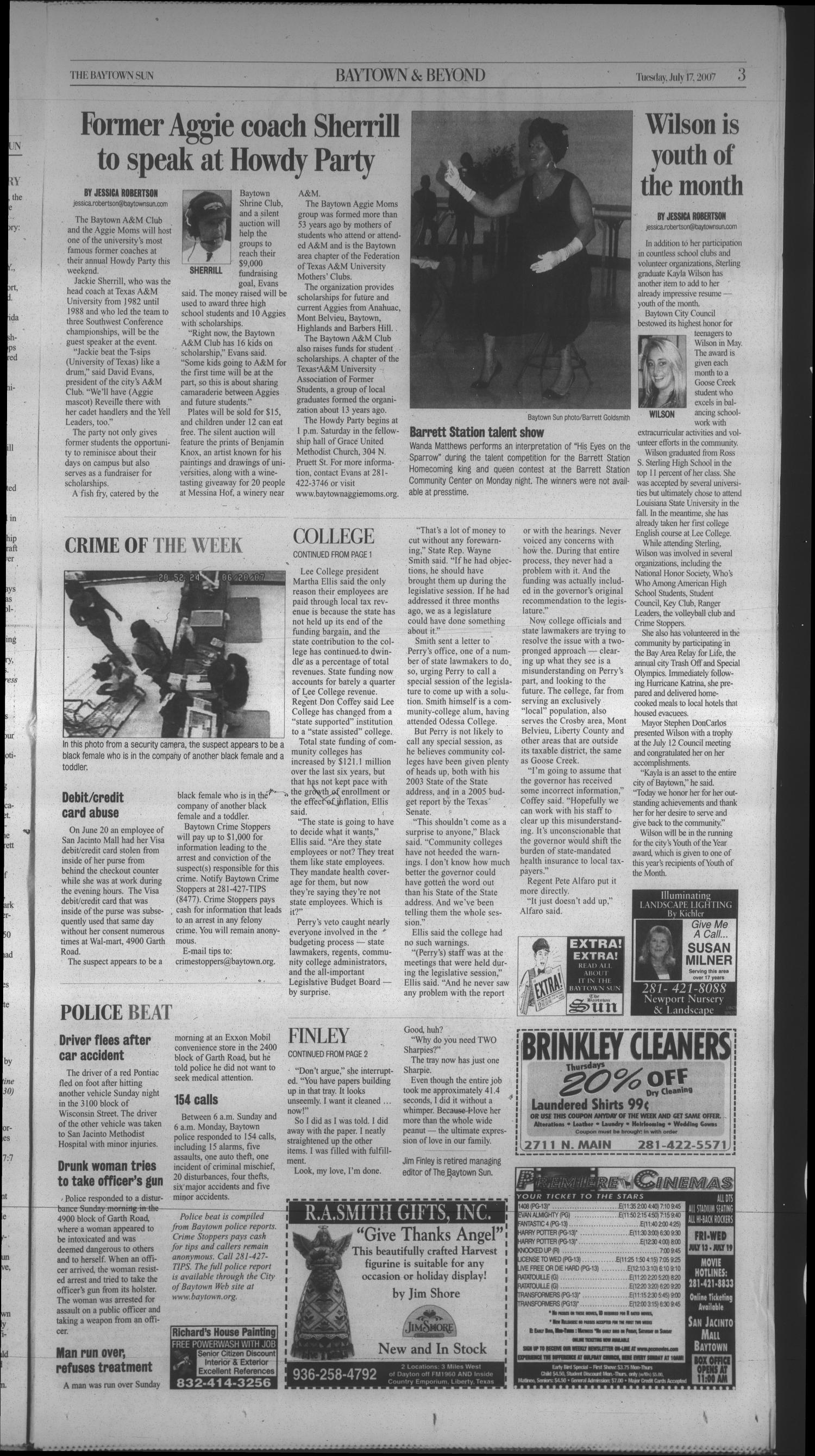 The Baytown Sun (Baytown, Tex.), Vol. 86, No. 232, Ed. 1 Tuesday, July 17, 2007
                                                
                                                    [Sequence #]: 3 of 10
                                                