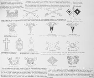 Primary view of object titled 'Insignias of the branches of the Army in service on the U.S.-Mexico border from 1916 into the early 1920s. Picture'.