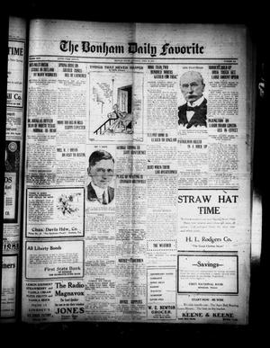 Primary view of object titled 'The Bonham Daily Favorite (Bonham, Tex.), Vol. 24, No. 246, Ed. 1 Saturday, April 22, 1922'.