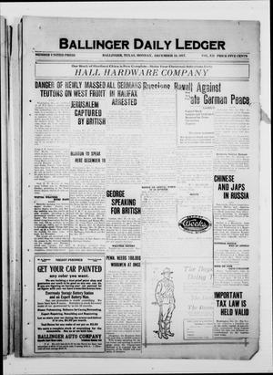 Ballinger Daily Ledger (Ballinger, Tex.), Vol. 12, Ed. 1 Monday, December 10, 1917