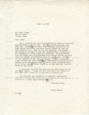 Primary view of object titled '[Letter from Truett Latimer to Bobby Carter , April 13, 1953]'.