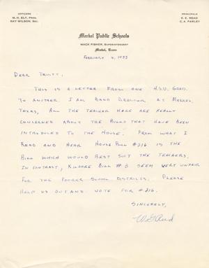 [Letter from W. S. Reed to Truett Latimer, February 4, 1953]