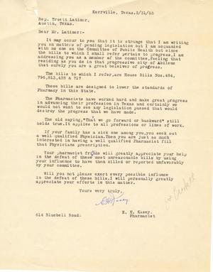Primary view of object titled '[Letter from E. H. Kasey to Truett Latimer, March 31, 1953]'.