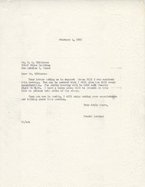 [Letter from Truett Latimer to D. H. Rittimann, February 4, 1953]