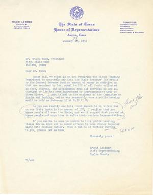 [Letter from Truett Latimer to Briggs Todd, January 28, 1953]