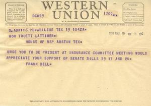 [Telegram from Frank Bell, May 19, 1953]